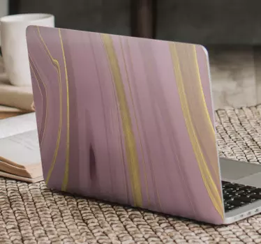 Laptop Aufkleber Lila marmor und gold - TenStickers