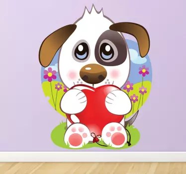 Kids Puppy Heart Love Wall Sticker - TenStickers