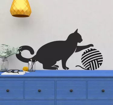양모 고양이 벽 공 스티커 - TenStickers
