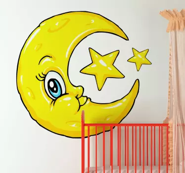 Sticker enfant lune et étoiles - TenStickers