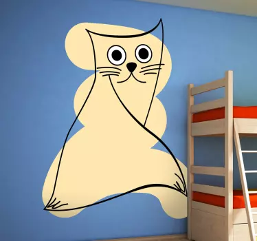 Kids Beige Cat Stroke Wall Sticker - TenStickers