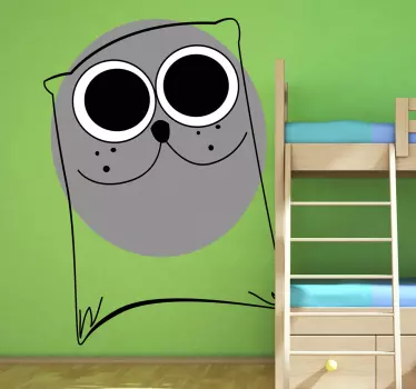 Kids Grey Cat Stroke Wall Sticker - TenStickers