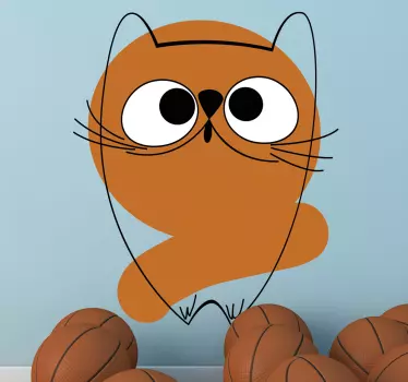 Sticker enfant illustration chat marron - TenStickers