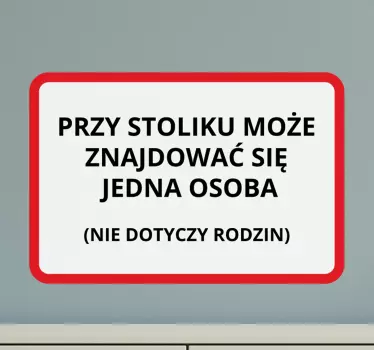 Naklejka na ścianę polskie napisy Jedna osoba przy stole - TenStickers