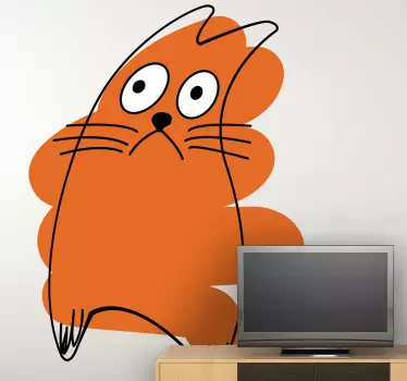 Nálepka děti oranžová kočka tahu zdi - TenStickers
