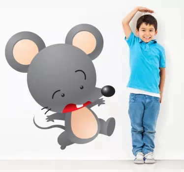 Kids Grey Mouse Wall Sticker - TenStickers