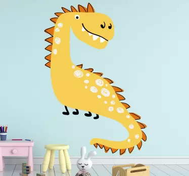 Naklejka na ścianę Nordycki dinozaur żółty rysowane - TenStickers