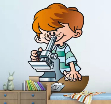 Wandtattoo Junge am Mikroskop - TenStickers