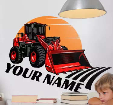 Sticker Personnalisé Tracteur rouge, grand nom - TenStickers