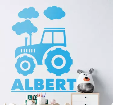 tractor with clouds  Personalised Sticker - TenStickers