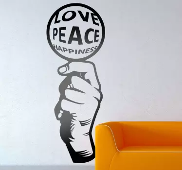 爱情，和平与幸福墙贴 - TenStickers