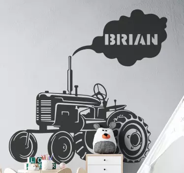 Silhouette tractor with own name toy decal - TenStickers