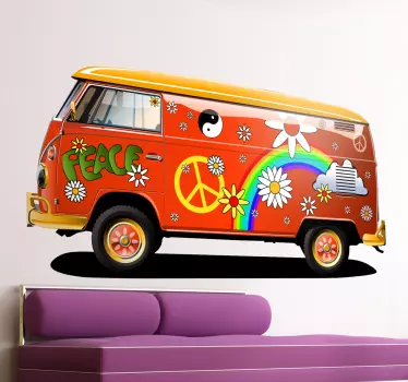 Hippie Van Wall Sticker - TenStickers