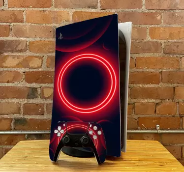 Neon lights red with circles PS5 sticker - TenStickers