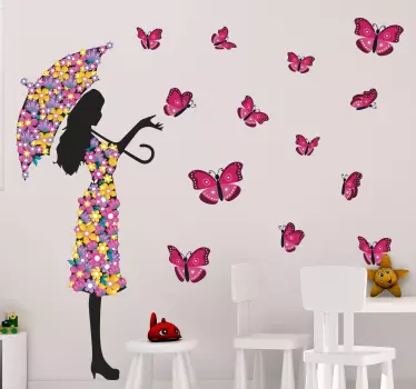Naklejka na ścianę Dziewczyna motyl - TenStickers
