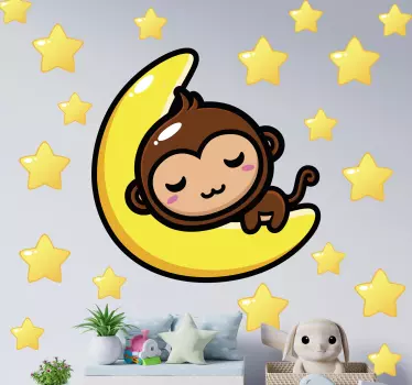 달의 원숭이 보육 벽 스티커 - TenStickers