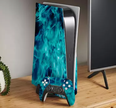Skin PS5 de fuego azul realista - TenVinilo