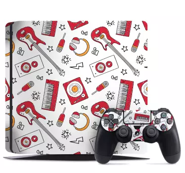 Hand drawn rock pattern PS4 decal - TenStickers