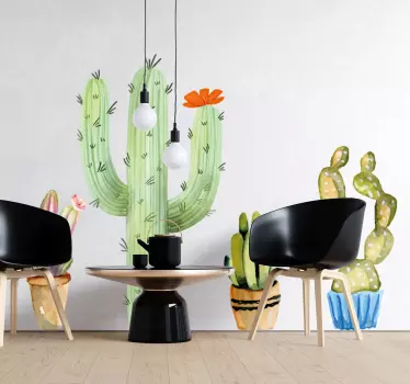 Set variety of cactus plant wall sticker - TenStickers