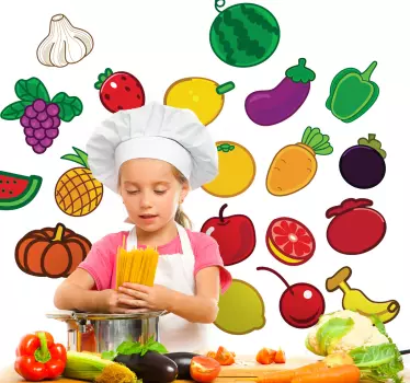 Muursticker kind groenten en fruit - TenStickers