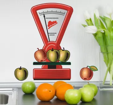 Adesivo de cozinha balança de maçã - TenStickers