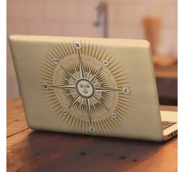 Vintage compass rose wind laptop skins - TenStickers