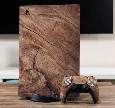 Realistic wood background  PS5 stickers - TenStickers