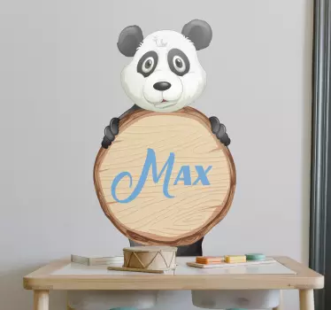 Panda with name door sticker - TenStickers
