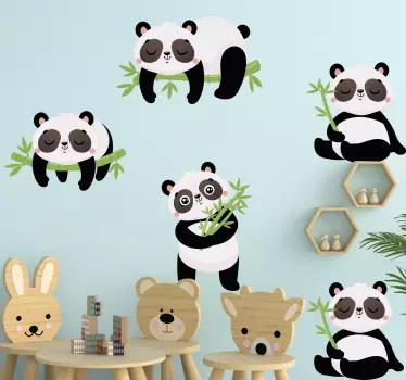 Kūdikių pandos su bambuko laukinių gyvūnų lipduku - „Tenstickers“
