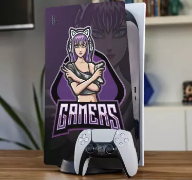 Gamer girl PS5 skin sticker - TenStickers