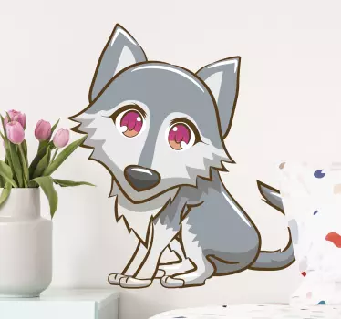 Cute wolf japan animation wild animal decal - TenStickers