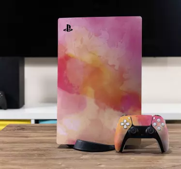 Yellow and pink background PS5 sticker - TenStickers