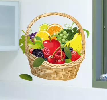 Vinilo decorativo cesta con frutas - TenVinilo
