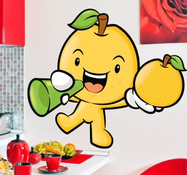 Lemon Fruit Character Wall Sticker - TenStickers