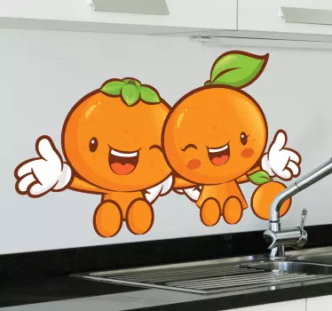 Two Happy Clementines Wall Sticker - TenStickers