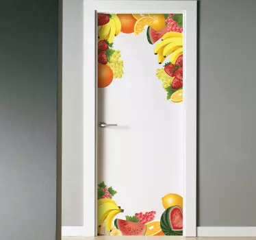 Vinilo decorativo puerta frutas - TenVinilo