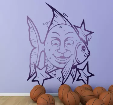 Fish Face Decal - TenStickers