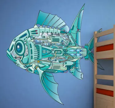 Kids Mechanical Fish Wall Sticker - TenStickers