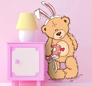 Teddy Bear with Bunny Ears Kids Sticker - TenStickers