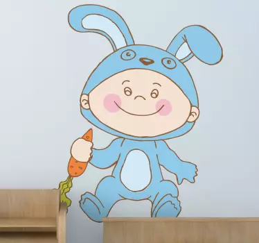 Blue Bunny Costume Kids Sticker - TenStickers