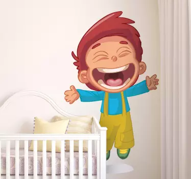 Kid Jumping and Laughing Sticker - TenStickers