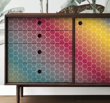 Vinilo para mueble patrón hexagonal multicolor - TenVinilo