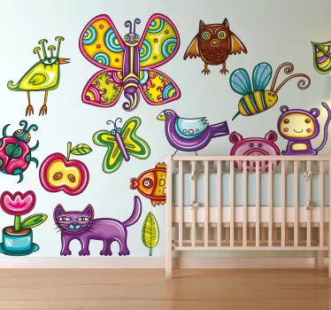 Kids Colourful Animal Decal Collection - TenStickers