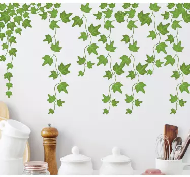 Hanging green leaves plant wall sticker - TenStickers