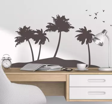 Silueto palmės salos sienos animuotasis paveiksliukas - „Tenstickers“