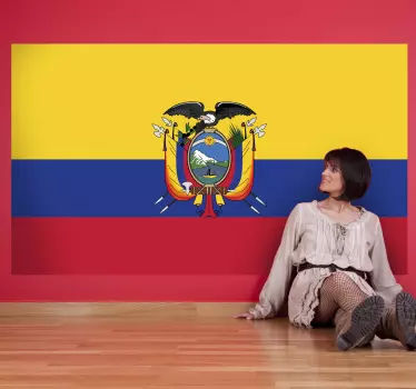 Autocollant mural drapeau Equateur - TenStickers