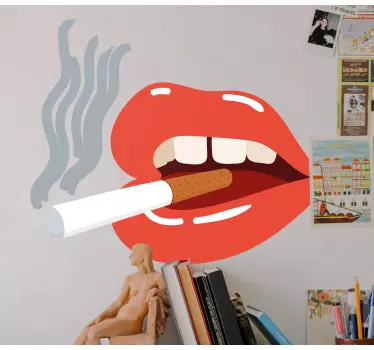 Urban stickers Jaren 70 rokende rode lippen - TenStickers