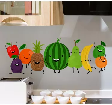 Autocolant amuzant de perete bucătărie fructe zâmbitoare - TenStickers