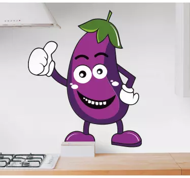 Funny eggplant cartoon kitchen wall sticker - TenStickers