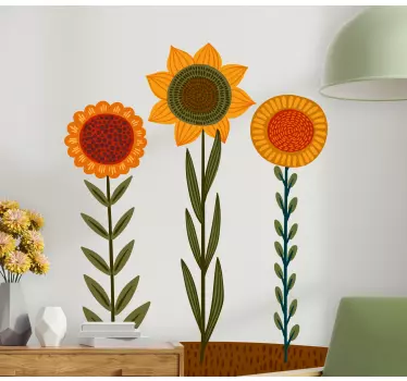 Naklejka na ścianę kwiaty Mieszanka różnych słonecznych kwiatów - TenStickers